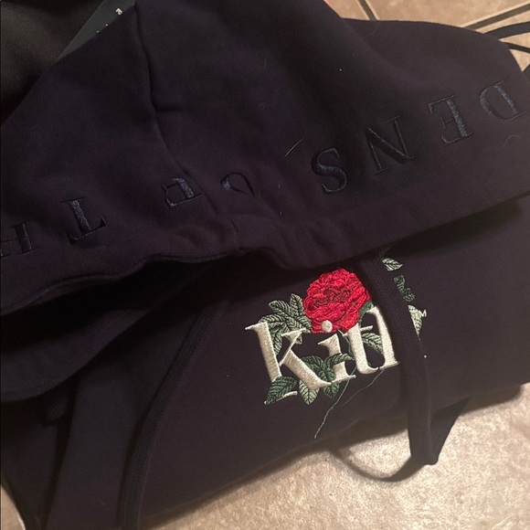 Kith Navy Hoodie with Red Floral Detail - Picture 2 of 4